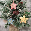 Nordic Rustic Star Ornaments, Folk Art Christmas Hanging Décor, Set of 3