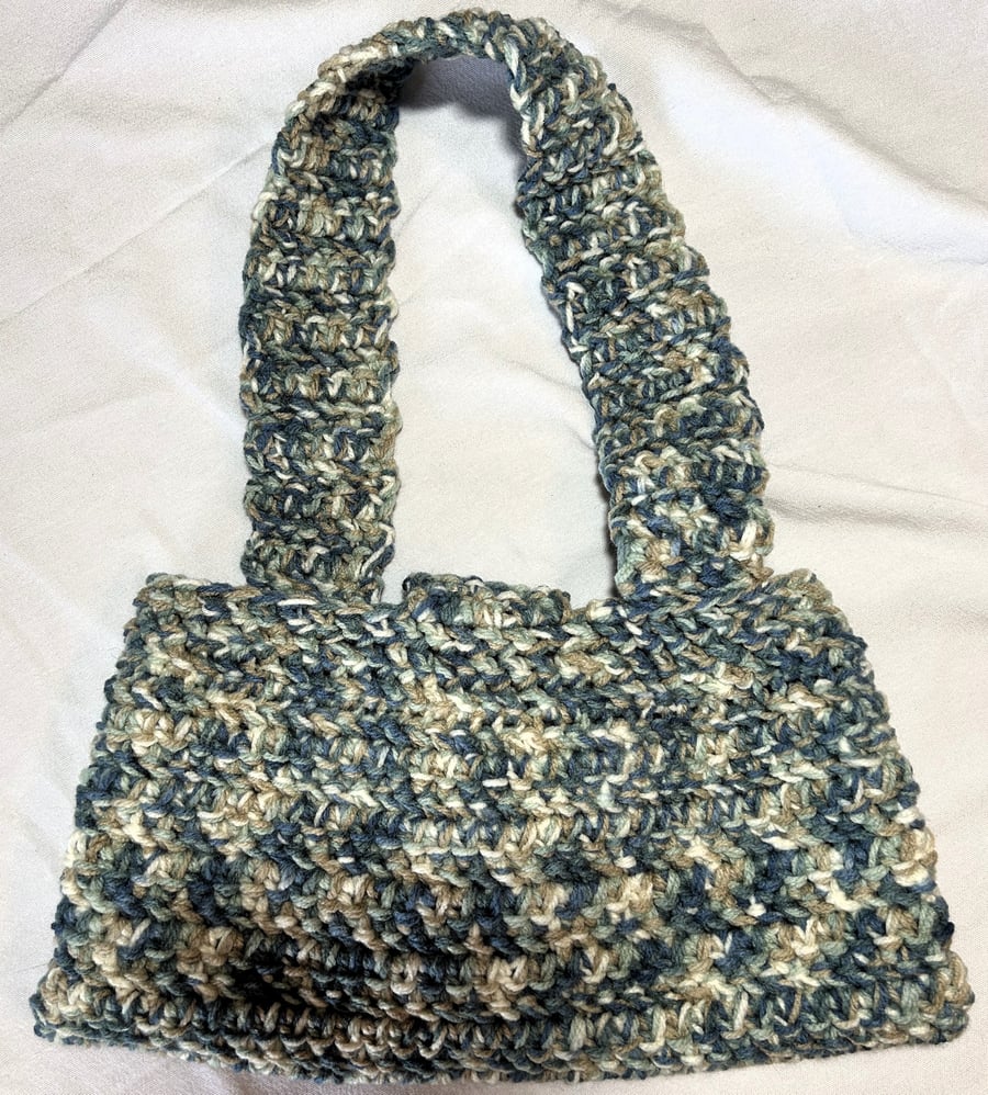 Crocheted with love handbag, blue bag, present for her or him