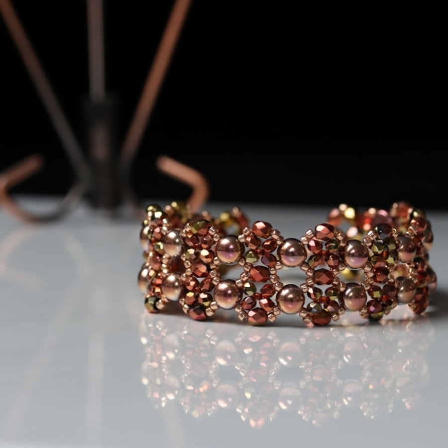 Copper Colours Beaded Bracelet