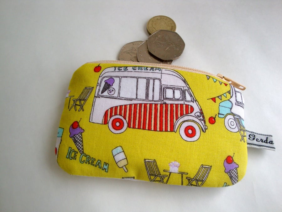 Kids Cotton Coin Purse - Ice cream van 