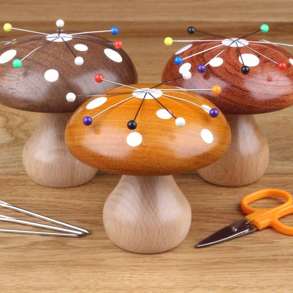 Wooden magnetic needle minder, hand crafted pin keeper for sewing and needlework