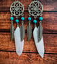 Turquoise Dreamcatcher Feather Earrings