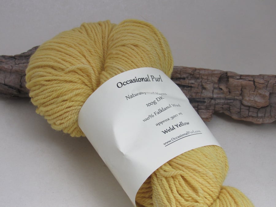 100g Bright Weld Yellow Dyed Falkland Merino DK Wool Yarn