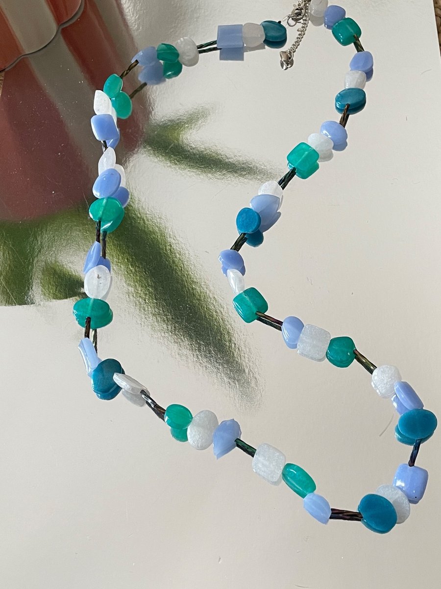 'Aimee' Blue & Green Resin Necklace 