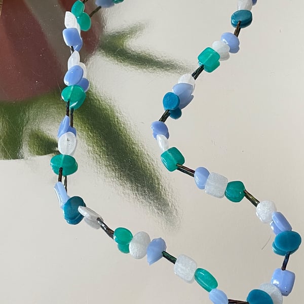 'Aimee' Blue & Green Resin Necklace 