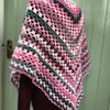 Unique One Off Handmade Triangle Scarf Shawl in Pinks