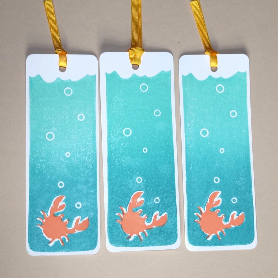 Handprinted Crab Bookmark