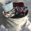 Large fabric basket, bowl, multi purpose storage, bees on beige