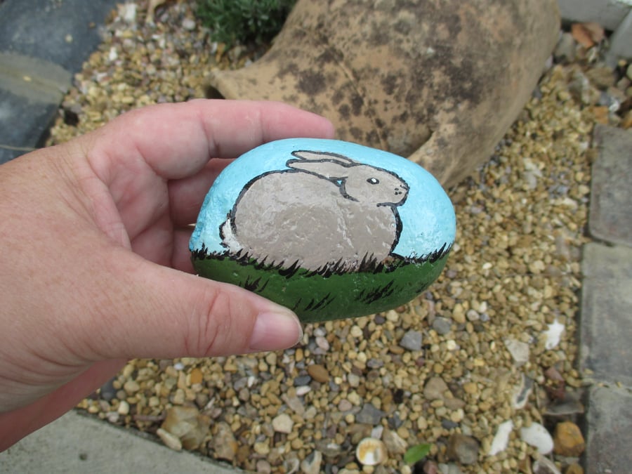 Painted Rock Stone Bunny Rabbit Pet Stone Pet Folksy