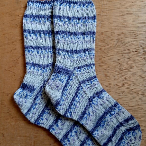 Socks, hand knitted, LARGE, adult size 9-11
