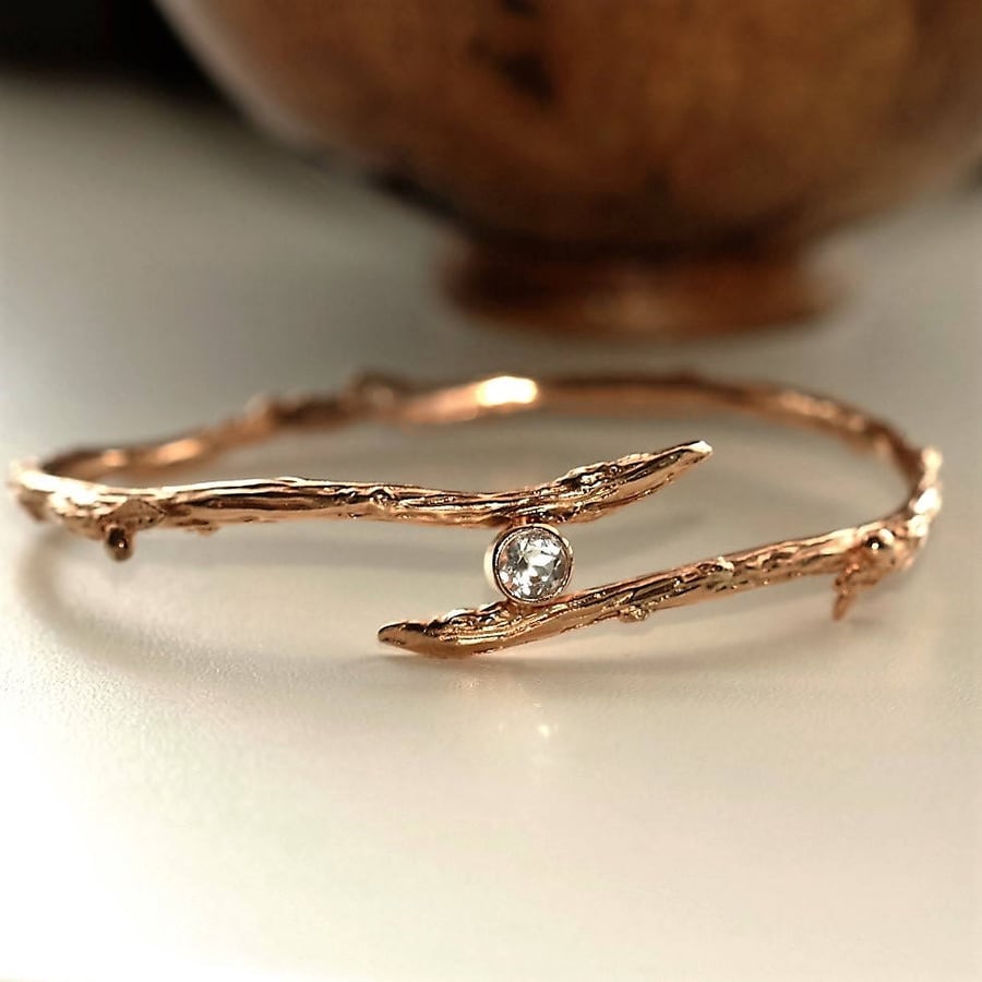  Rose gold topaz twig bangle