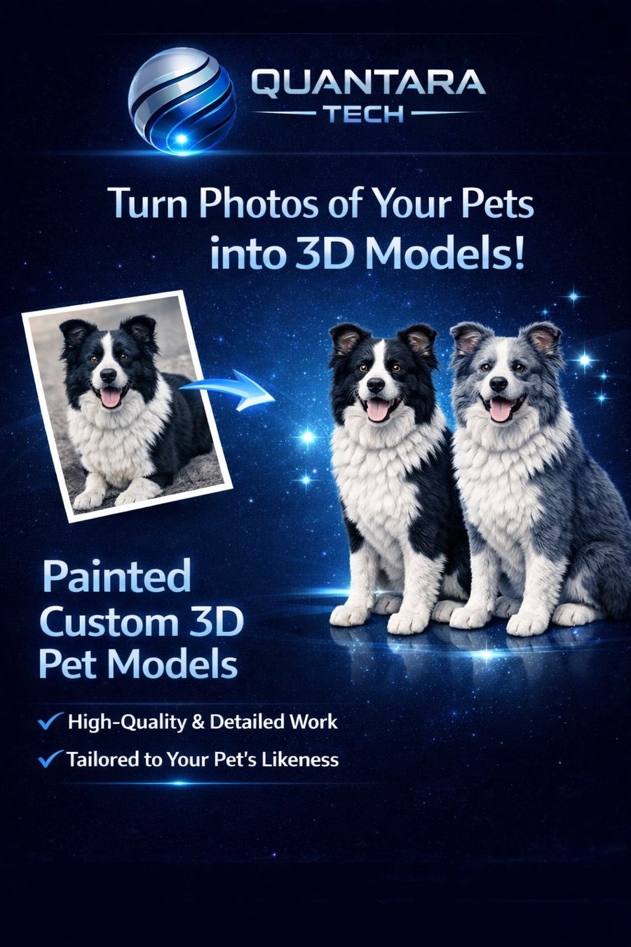 Personalised Pet Figurine from Photo – Unpainted