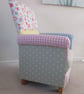 Adult Armchair in Laura Ashley Patchwork Fabric Chair Pink Blue Check Accent - Image 3