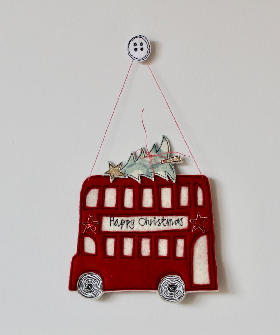 Christmas Red Bus - Hanging Decoration