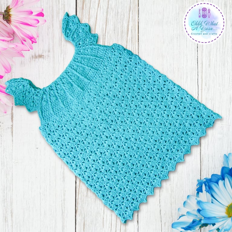 Turquoise crochet baby dress. Crochet dress. Toddler sun dress. 2-3 years