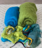 Nuno Felt Hat and Cowl on a Ball Course - Green and Turquoise Materials Kit - Image 1