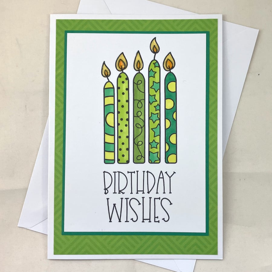 Green candles birthday card