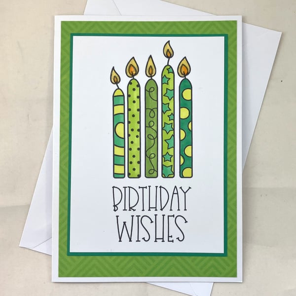 Green candles birthday card