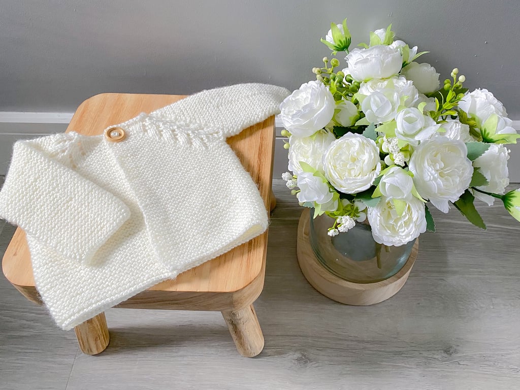 Cream baby cardigan 0-3 months