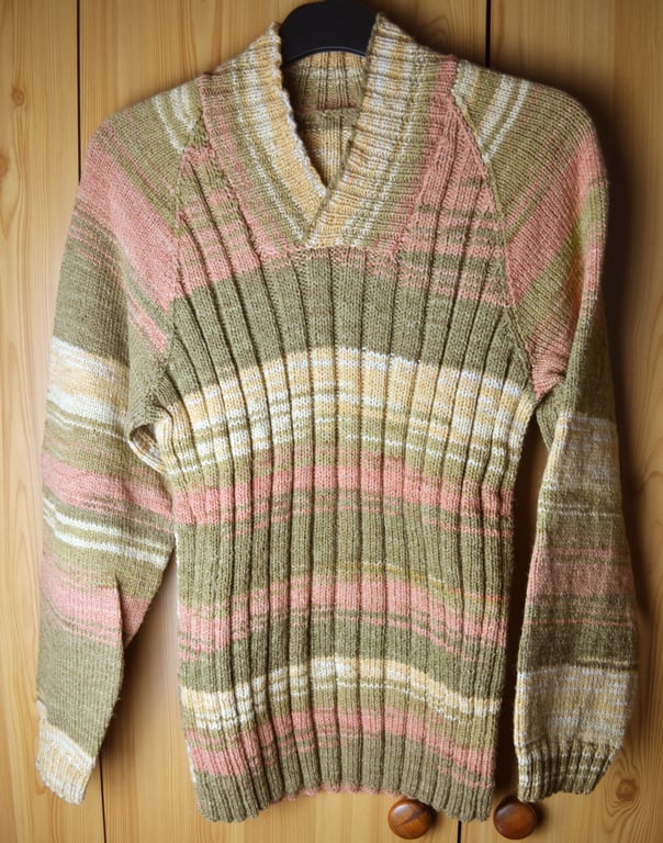 Hand Knitted Men's V-Neck Raglan Sweater Size XL Sirdar Montana DK
