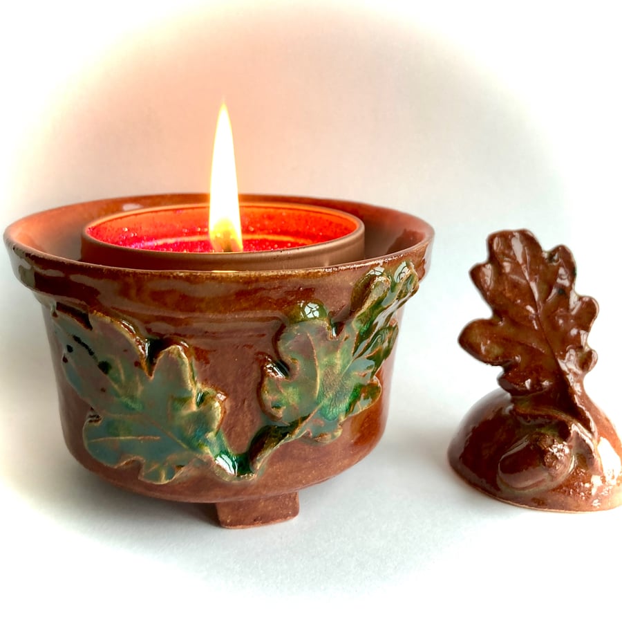 Oak Leaf candle holder & snuffer set