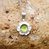 Tiny flower Peridot Pendant. August birthstone jewellery