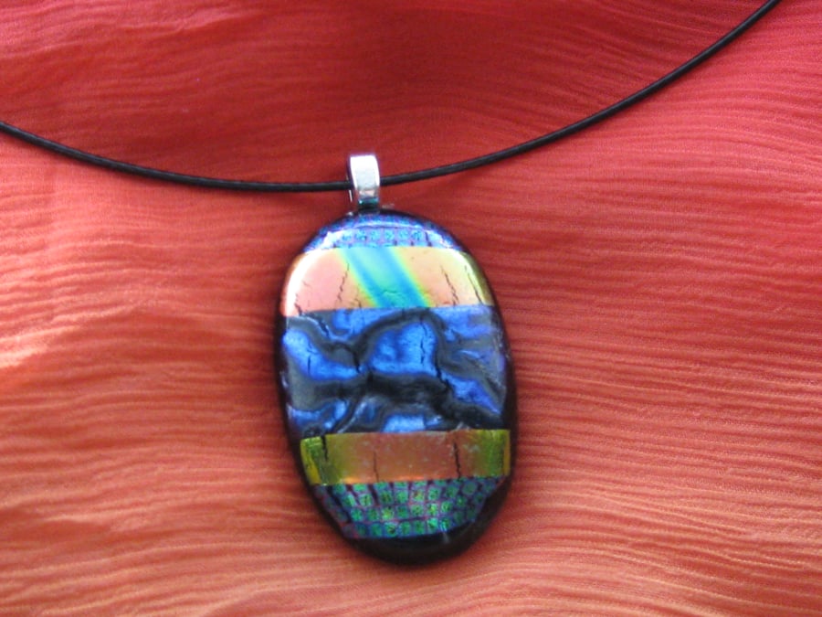 Unique Fused Dichroic Glass Pendant Necklace