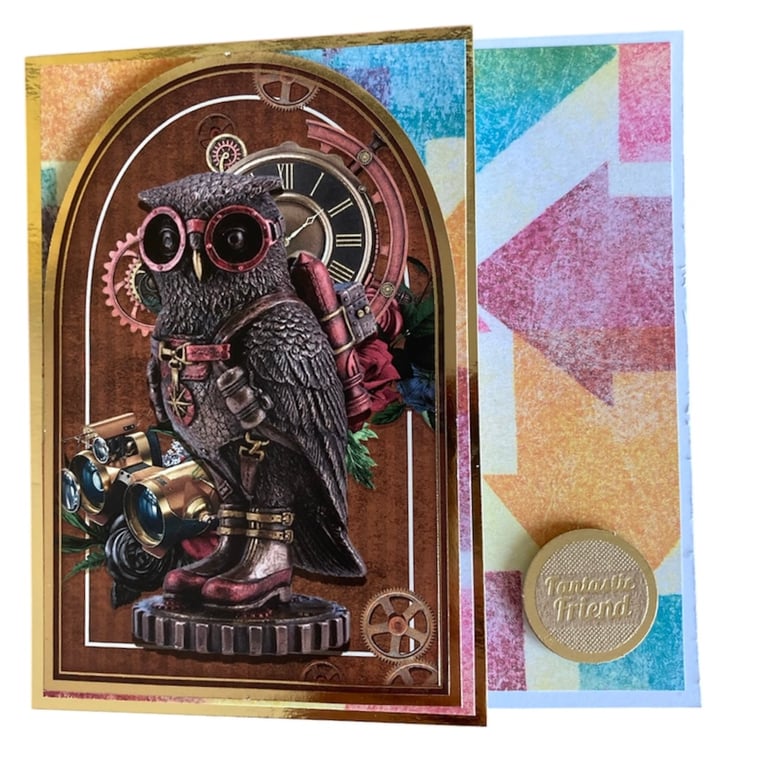 “Fantastic Friend” Steampunk Owl Card