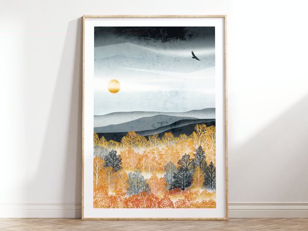 Autumn Mist Illustrated Art Print 