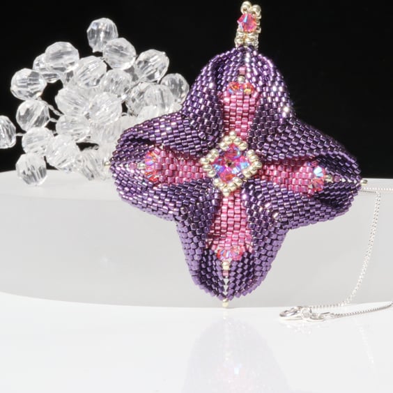 Purple and Pink Envelope Pendant with Crystals