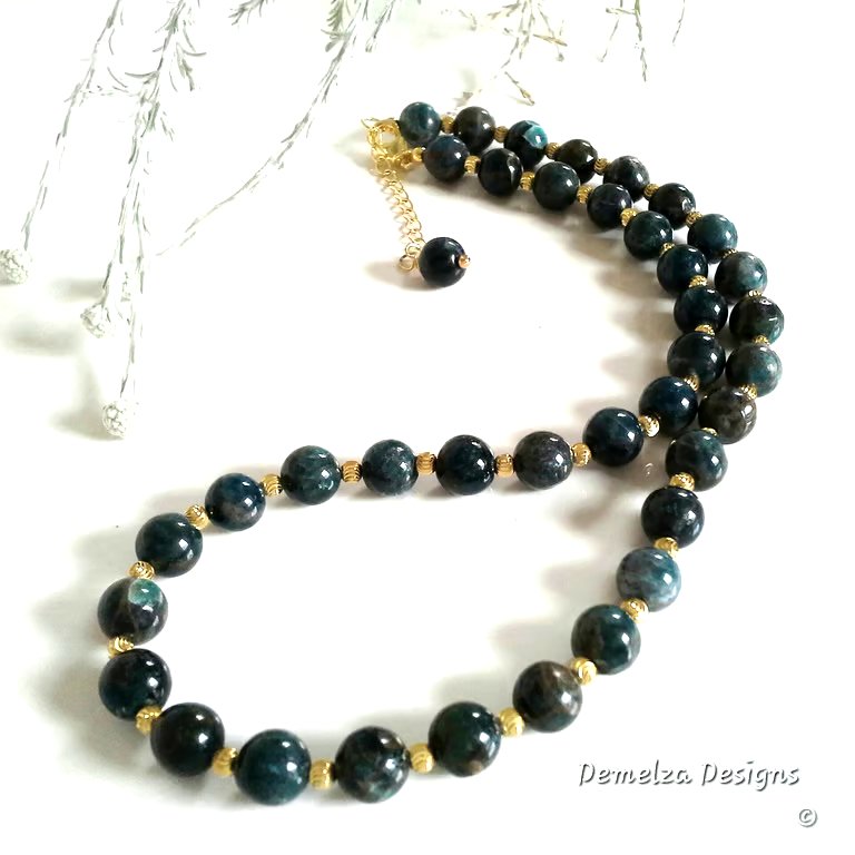 Teal Blue Apatite Gold Vermeil (Sterling Silver)  Necklace