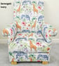 Children's Armchair Kids Chair Serengeti Animals Fabric Boys Girls Ivory Zebras - Image 2
