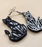 Mismatched Geometric Cat Earrings - Handmade Wooden Statement Jewellery Gift - Image 10