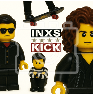 LEGO-Inspired INXS – Kick 5x5" Print (Mounted for 9x9" Frame)