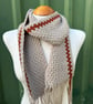 Beige and Rusty Brown Handmade Moss Stitch Scarf  - Image 3