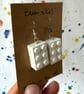 Upcycled White 2x3 Lego Earrings - Silver Plate Tarnished - Super Seconds - Image 4