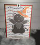 Interactive Halloween Black Cat Card. Moving Witch Cat. Handmade Pull Tap Card.  - Image 1