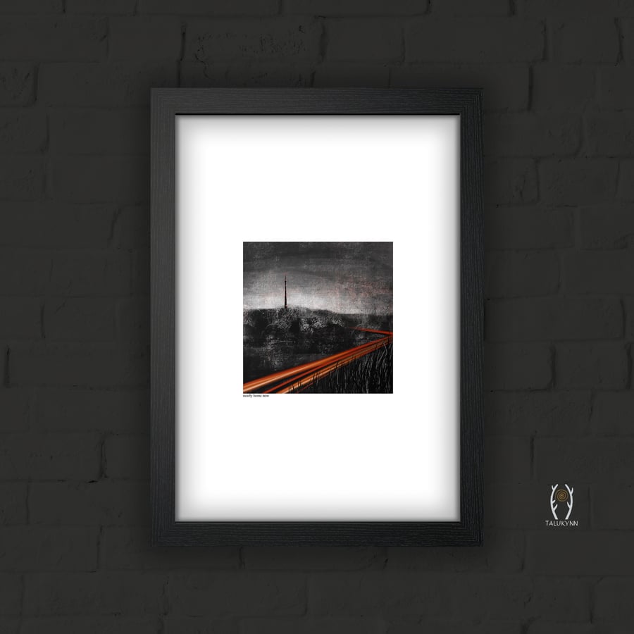 Emley Moor Mast Illustration - Nearly Home Now - Yorkshire Landscape Art Print