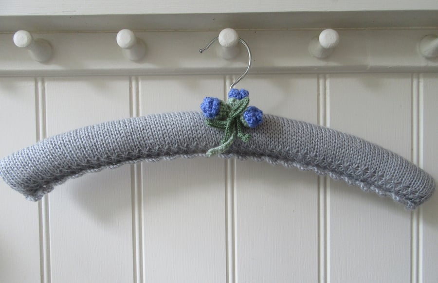 Clothes hanger coat hanger - silver with bluebell buds