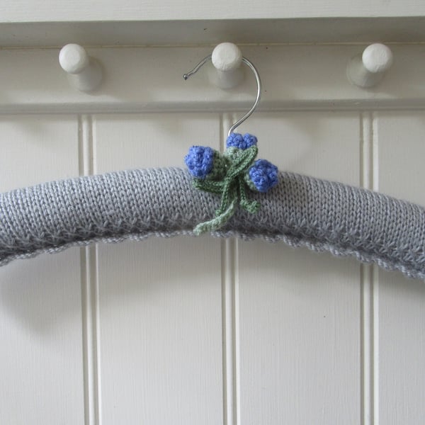 Clothes hanger coat hanger - silver with bluebell buds