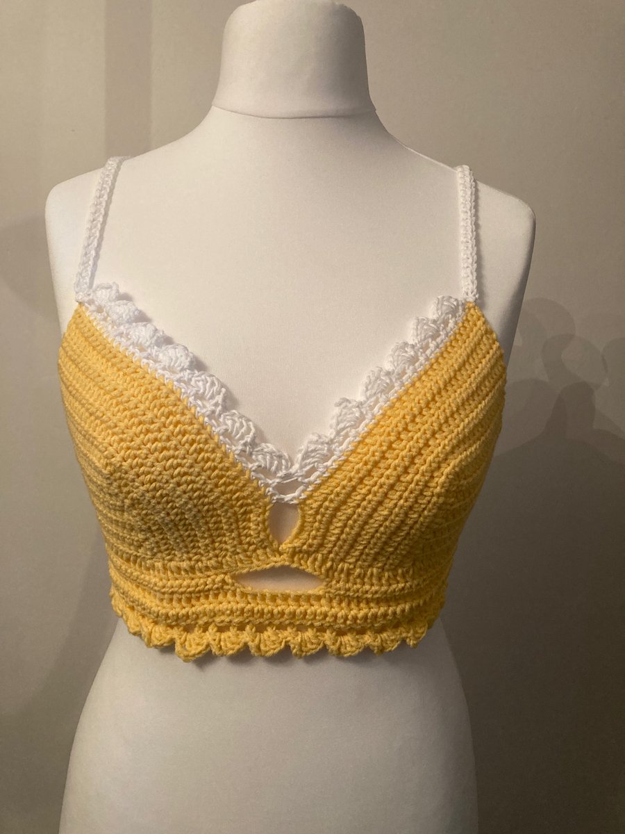 The Golden one, yellow Crochet bralette, crop top Bralette Haltertop,c –  Neides-Boutique