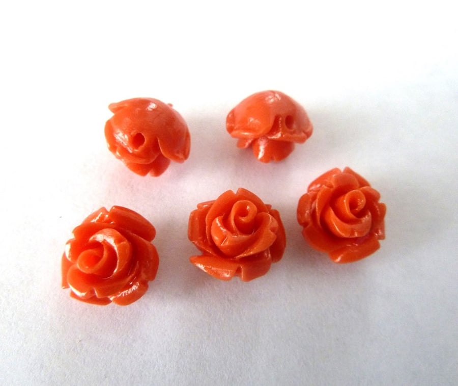 red coral flower beads