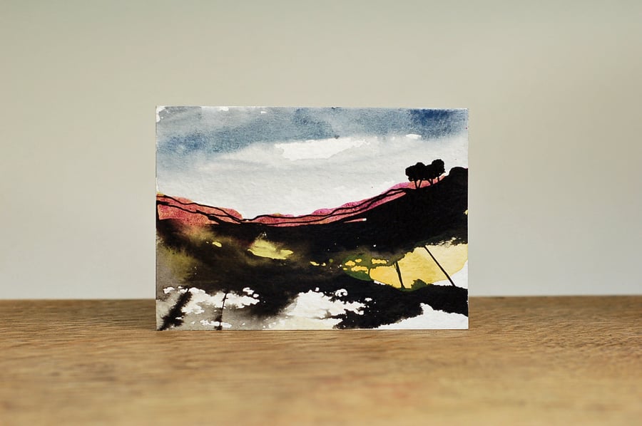 Landscape with trees - Original ACEO
