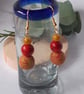 Mustard and red dangly polymer clay earrings - Image 1