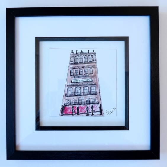 'Louis House', An original Pen and Ink drawing, frames 13x13inch (33x33cm)
