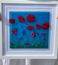Poppies- fused glass framed art (made to order)  - Image 3