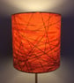 Orange with Green Brown Lines Swedish 50s Mid Century Vintage fabric Lampshade - Image 5