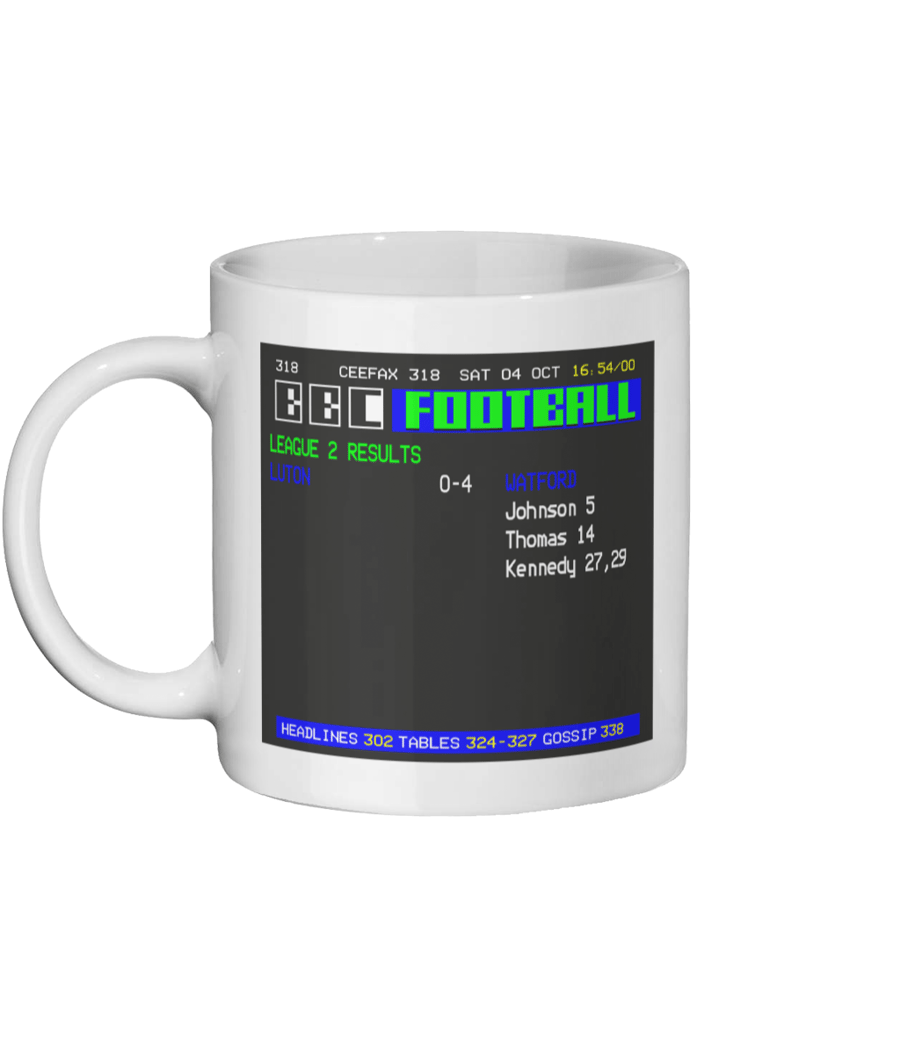 Watford v Luton 4-0 Home and Away Ceefax Mug