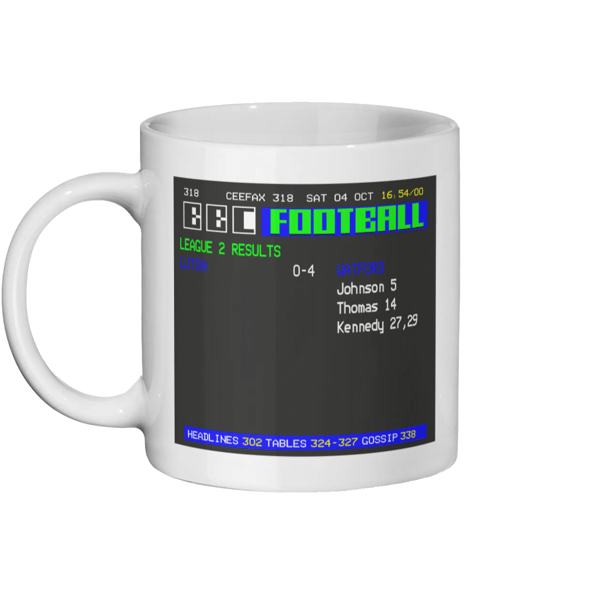 Watford v Luton 4-0 Home and Away Ceefax Mug