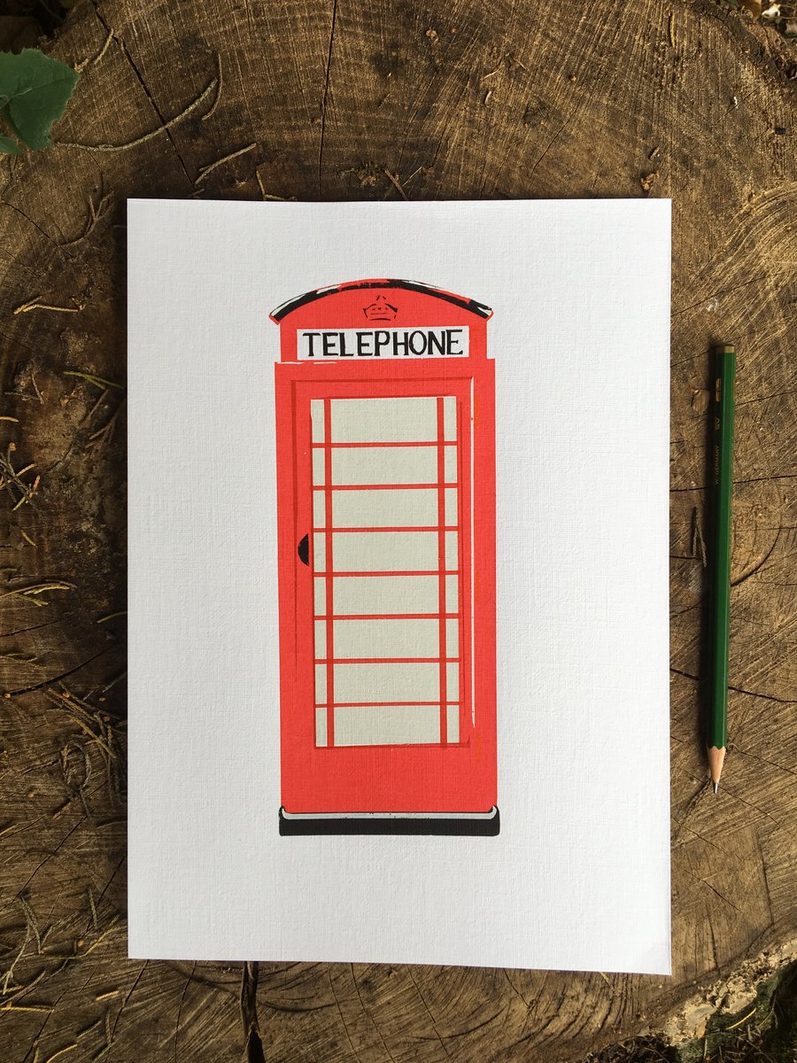 K6 Red Telephone Box - Handmade Silkscreen Print